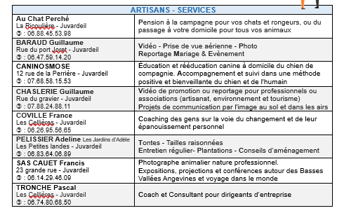Vie artisanale services